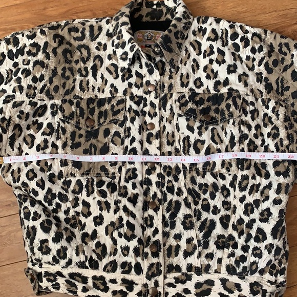 Vintage Gene Ewing BIS Wrinkled Rich Denim Quilted Leopard Print Coat Size Small - Picture 9 of 16